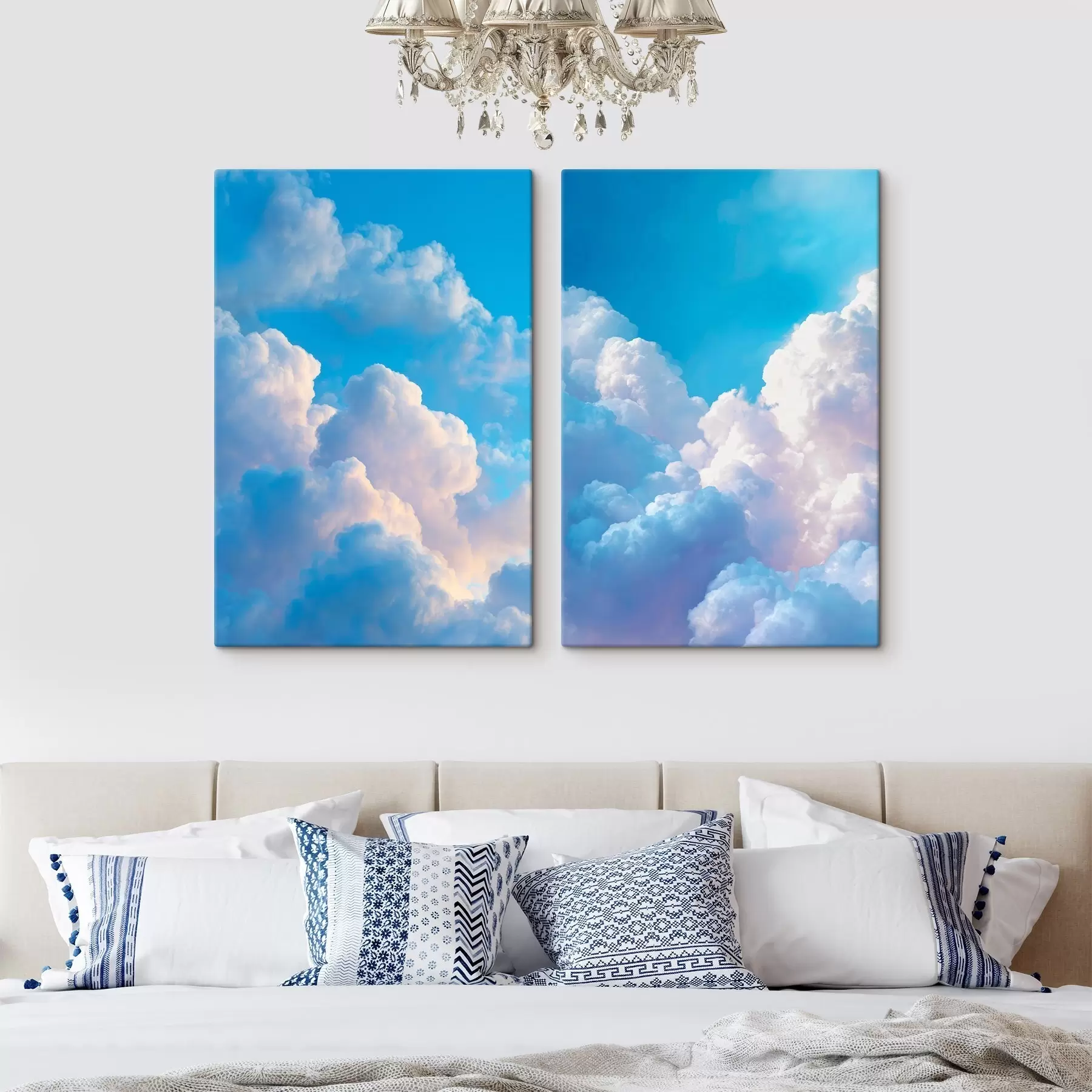 Peintures Composition décorative avec des nuages majestueux sur fond de ciel bleu m01101