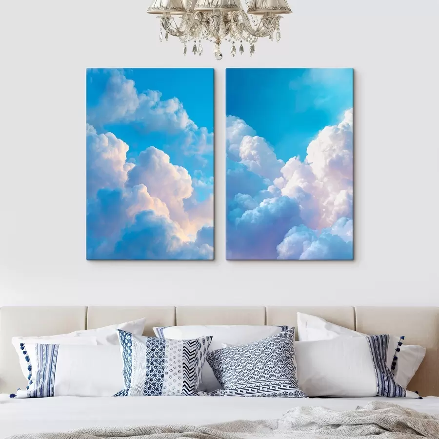  Peintures Composition décorative avec des nuages majestueux sur fond de ciel bleu m01101