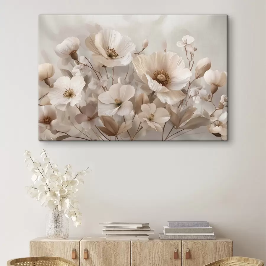  Peintures Grandes fleurs sur fond clair s47645