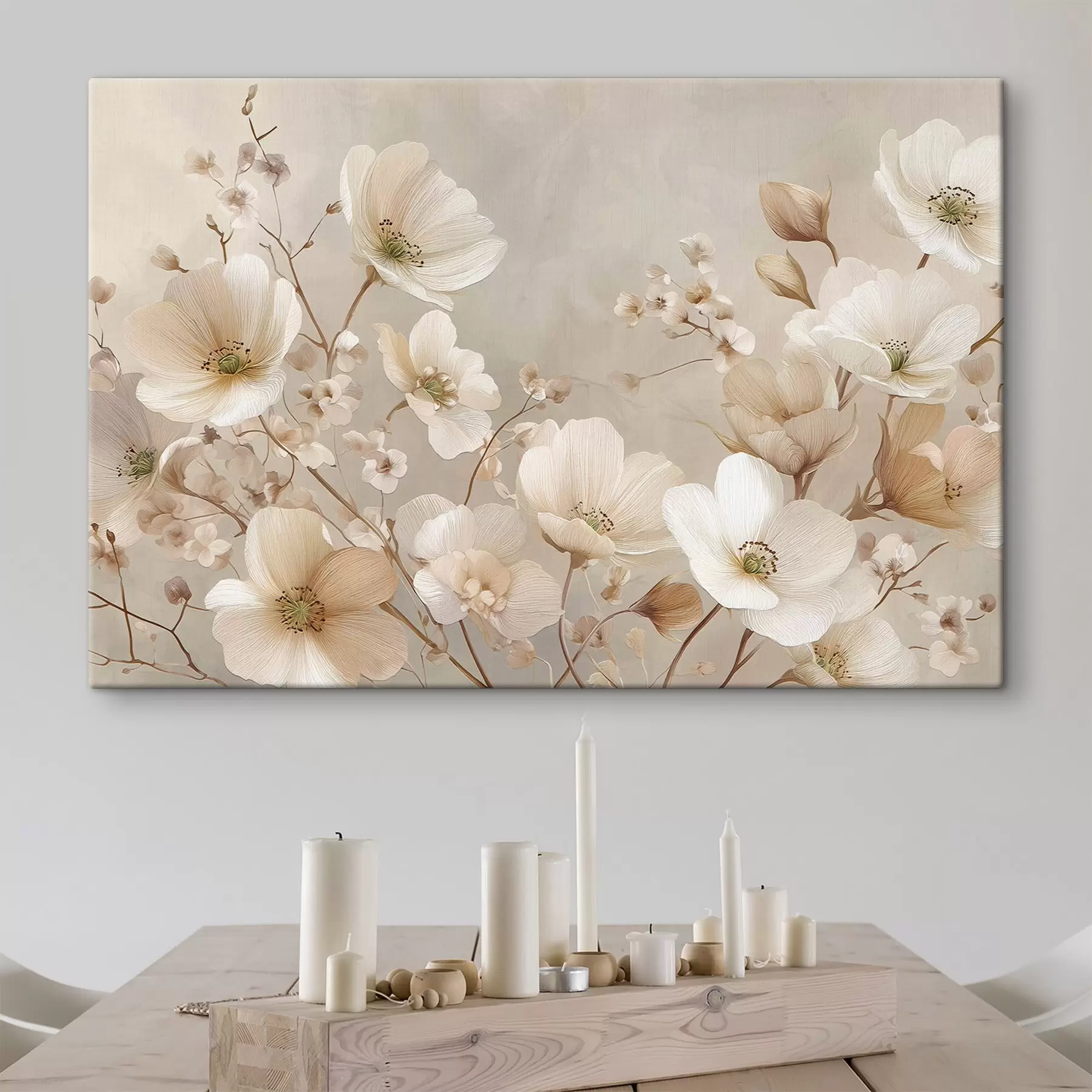  Peintures Grandes fleurs sur fond clair s47650