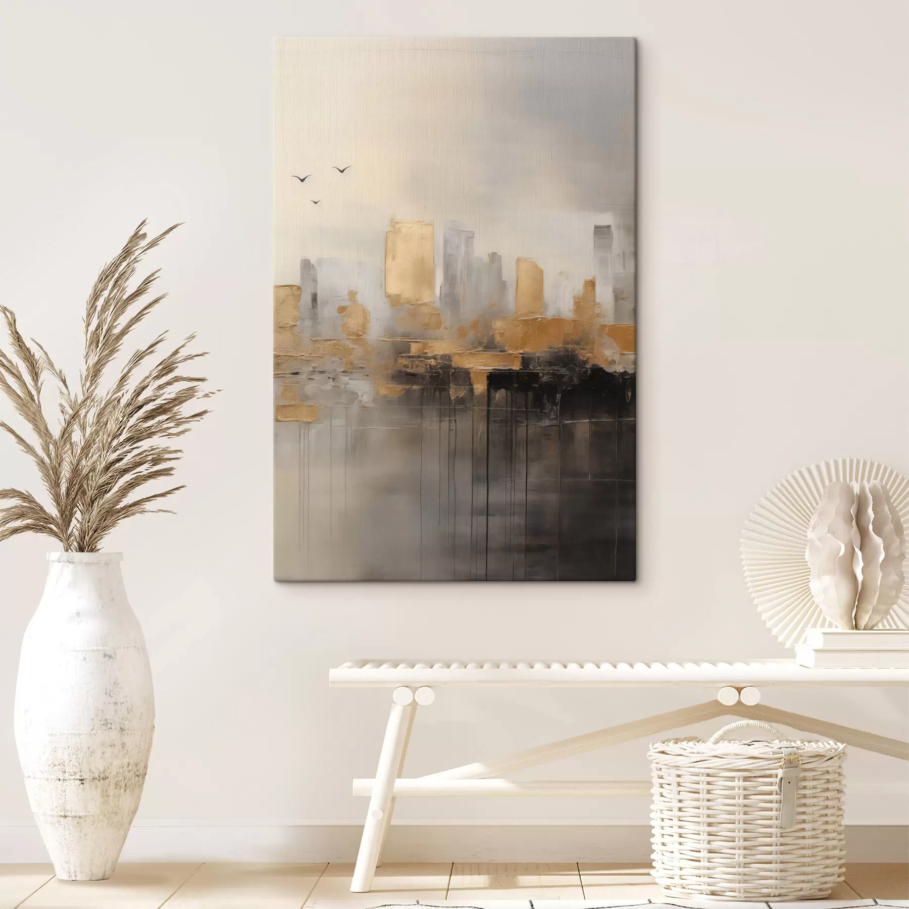  Schilderijen Een stad in rustige tinten s47673