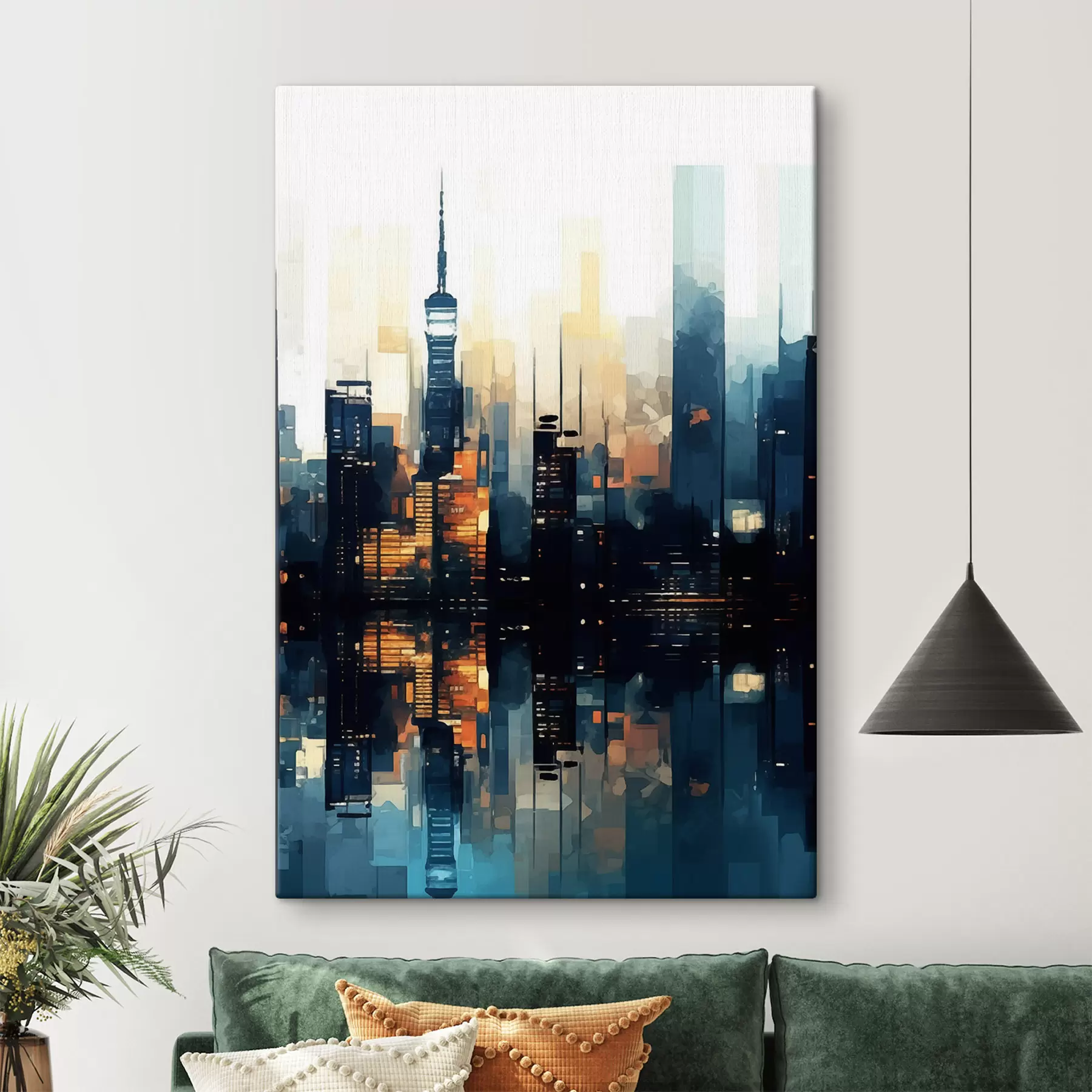  Peintures Coucher de soleil dans une grande ville s47677