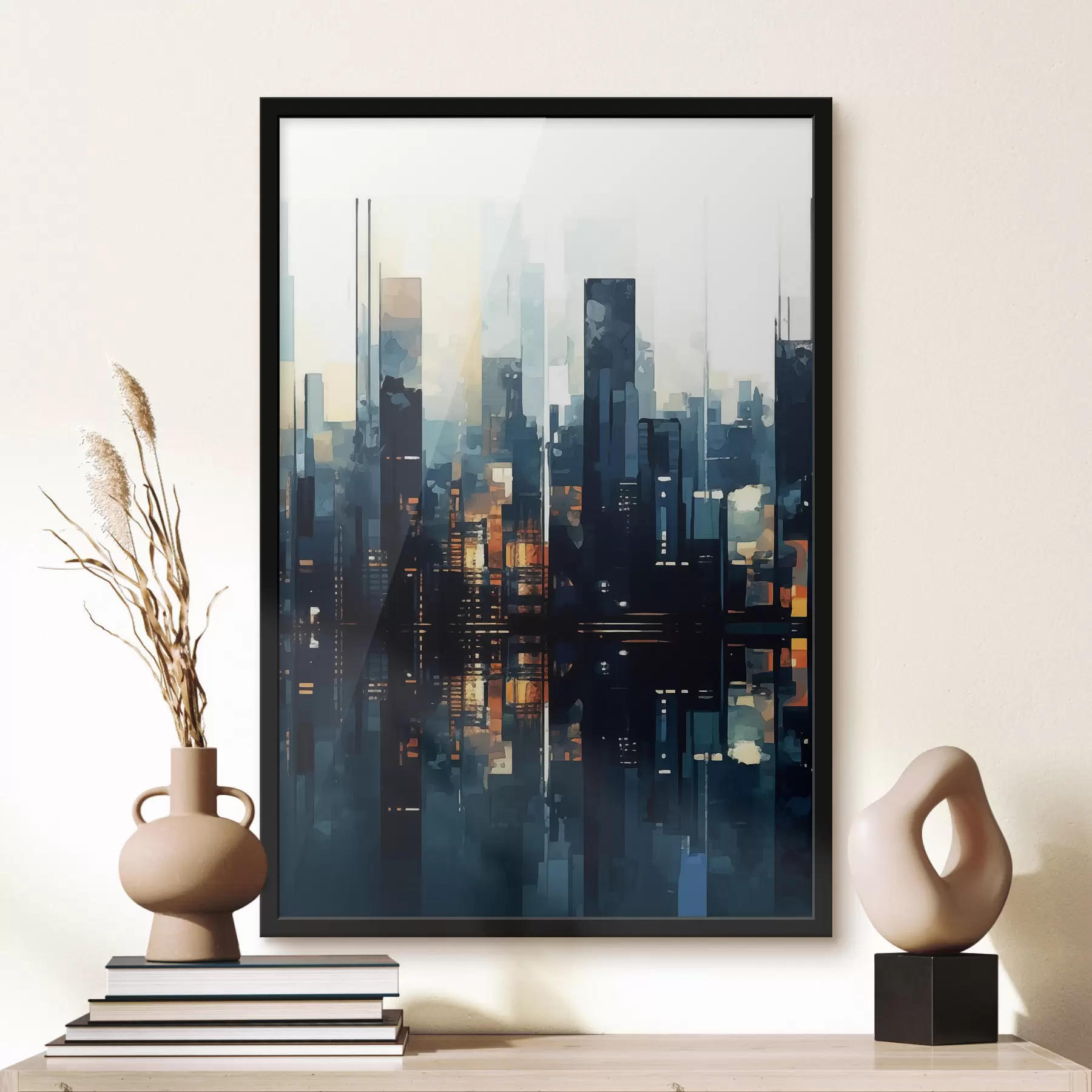 Fotobehang Avondzon in een grote stad f47676