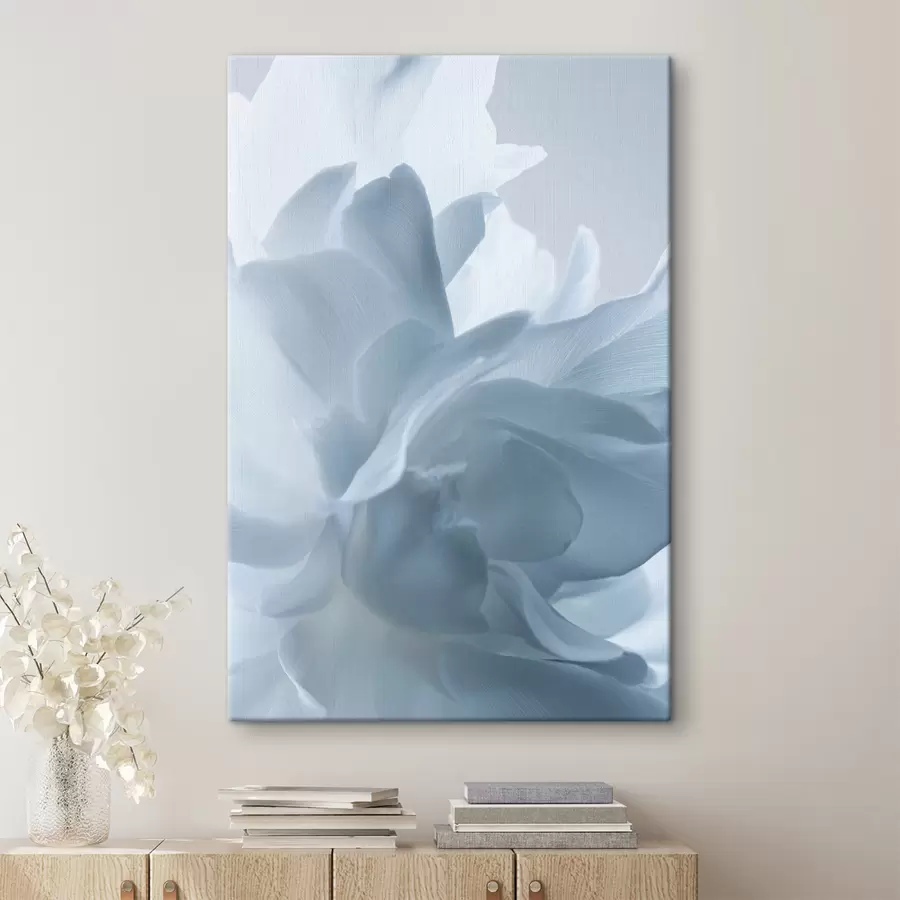  Schilderijen delicate bloemblaadjes in blauwtinten s47691