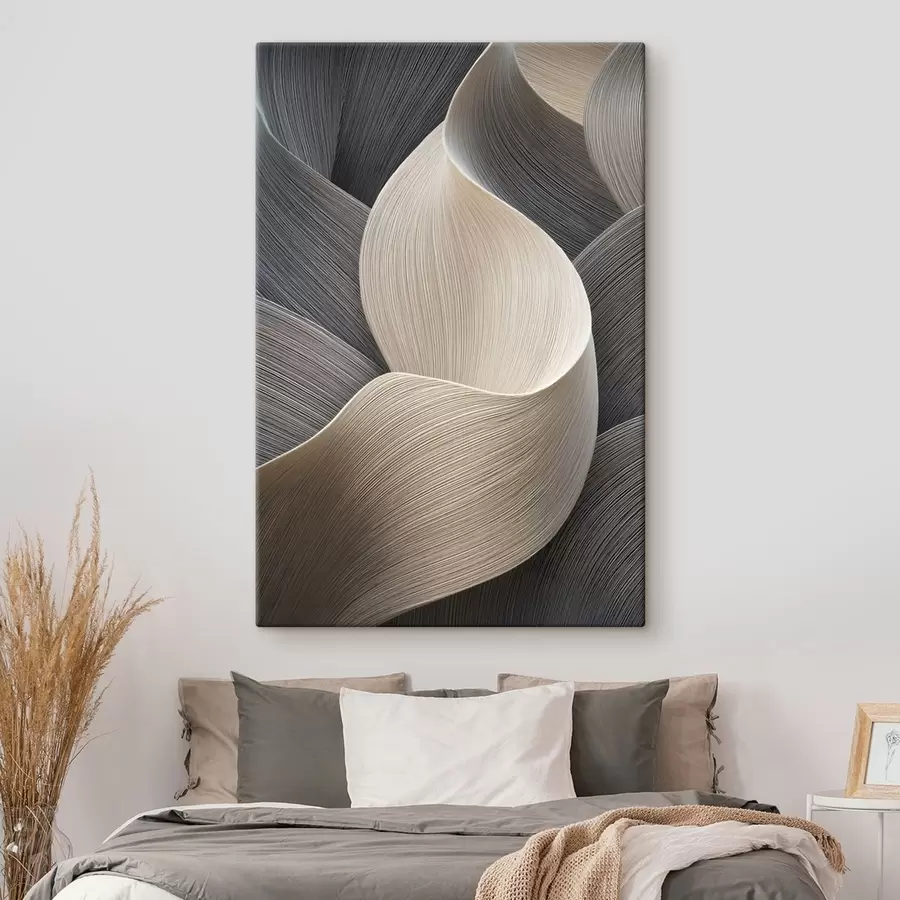  Schilderijen abstracte golven met imitatie van volume s47697