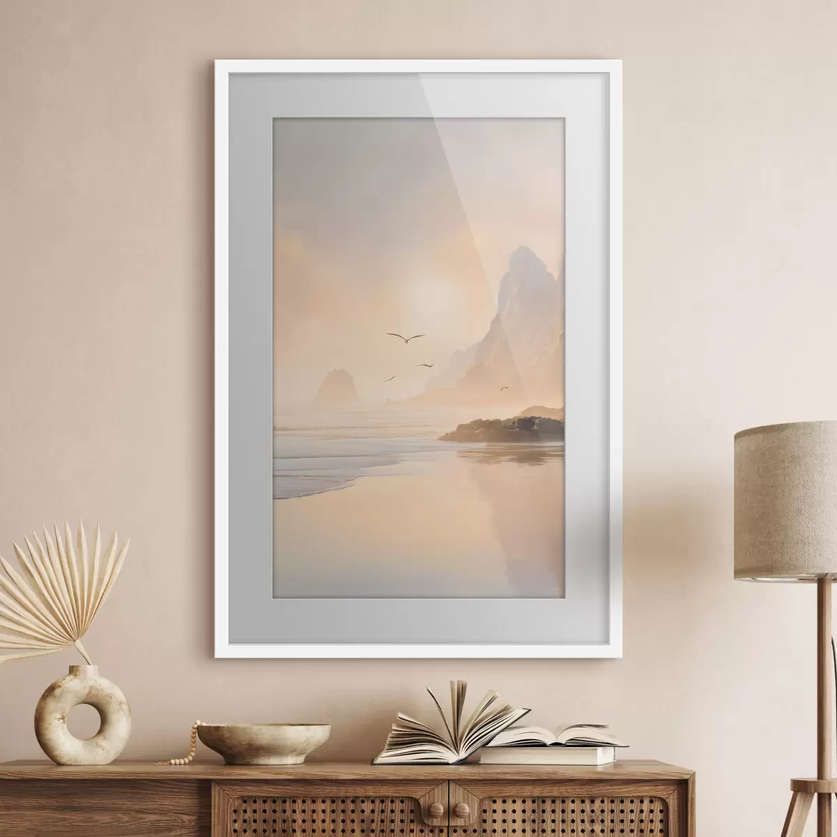 Affiche aube océanique avec les montagnes en toile de fond f47690