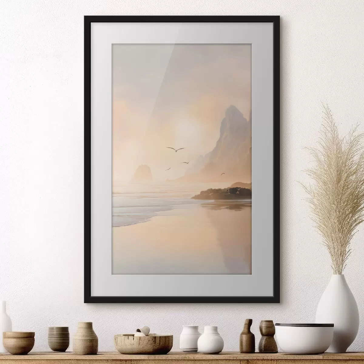 Affiche aube océanique avec les montagnes en toile de fond f47690
