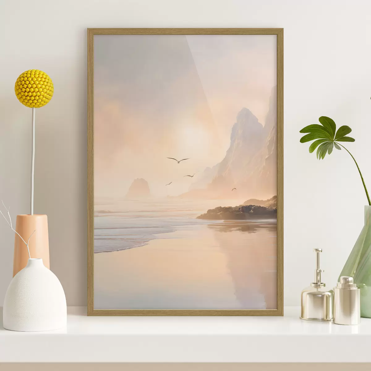 Affiche aube océanique avec les montagnes en toile de fond f47690