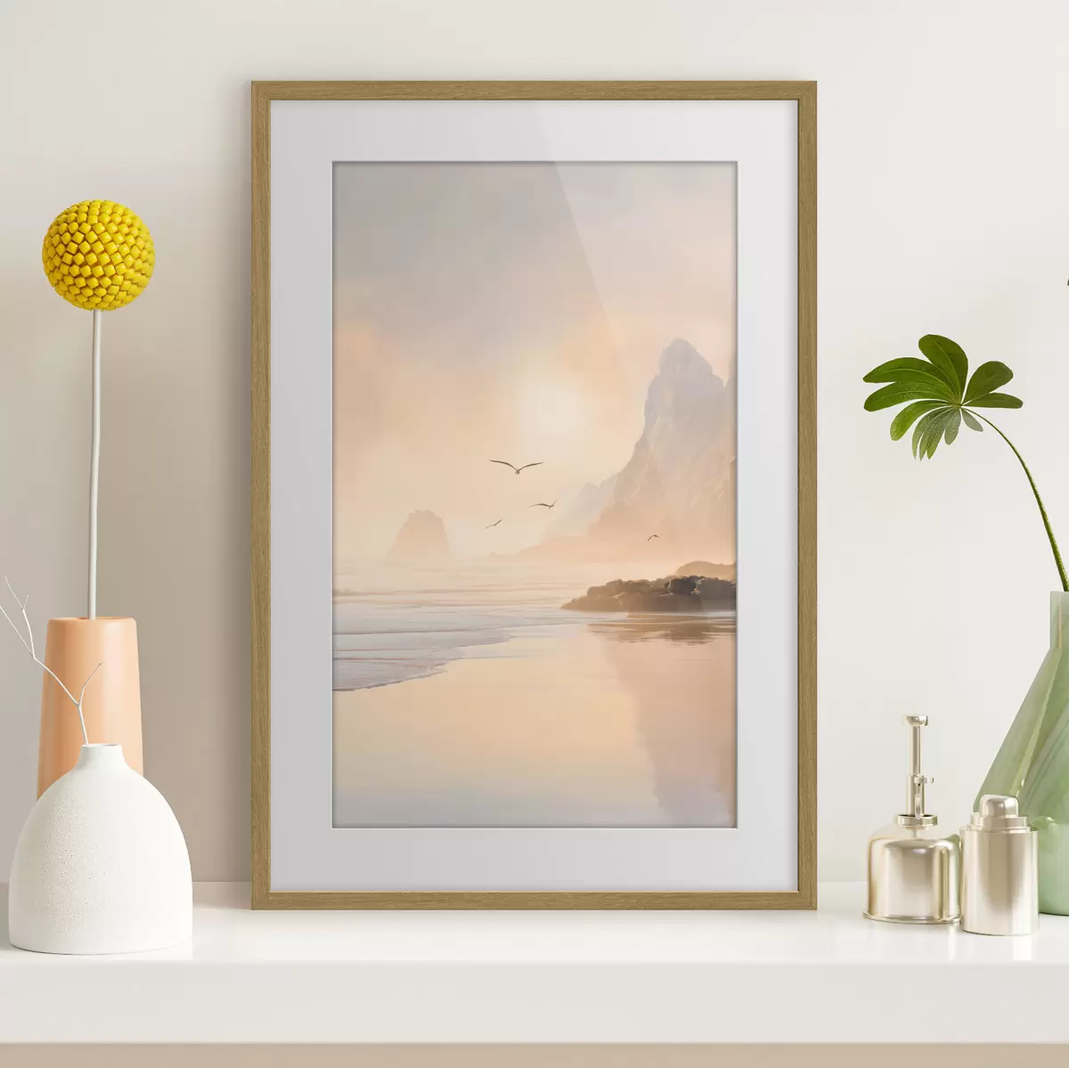 Affiche aube océanique avec les montagnes en toile de fond f47690