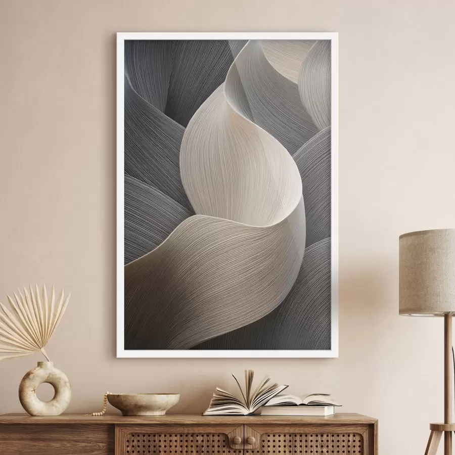 Fotobehang abstracte golven met imitatie van volume f47697
