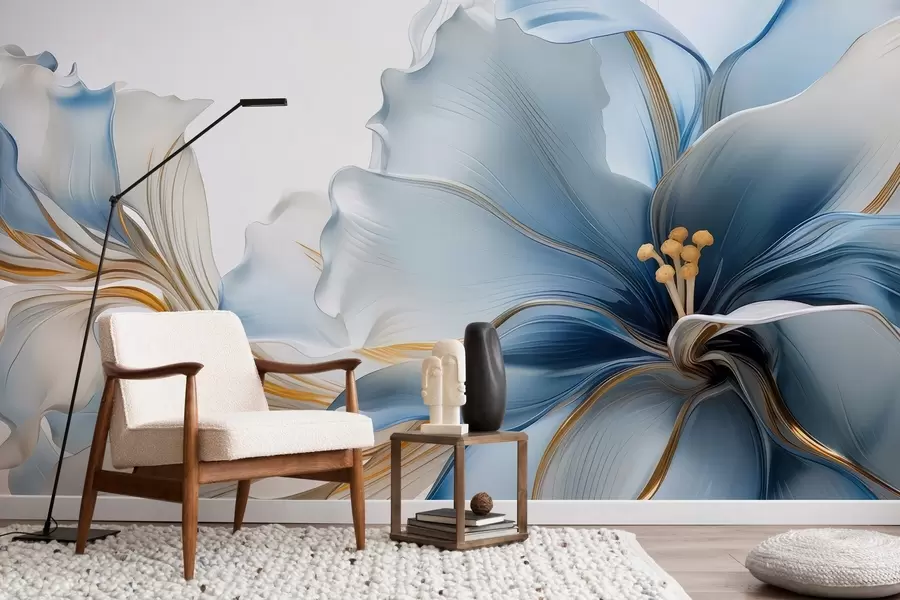 Fotobehang Delicate blauwe grote bloem w05006