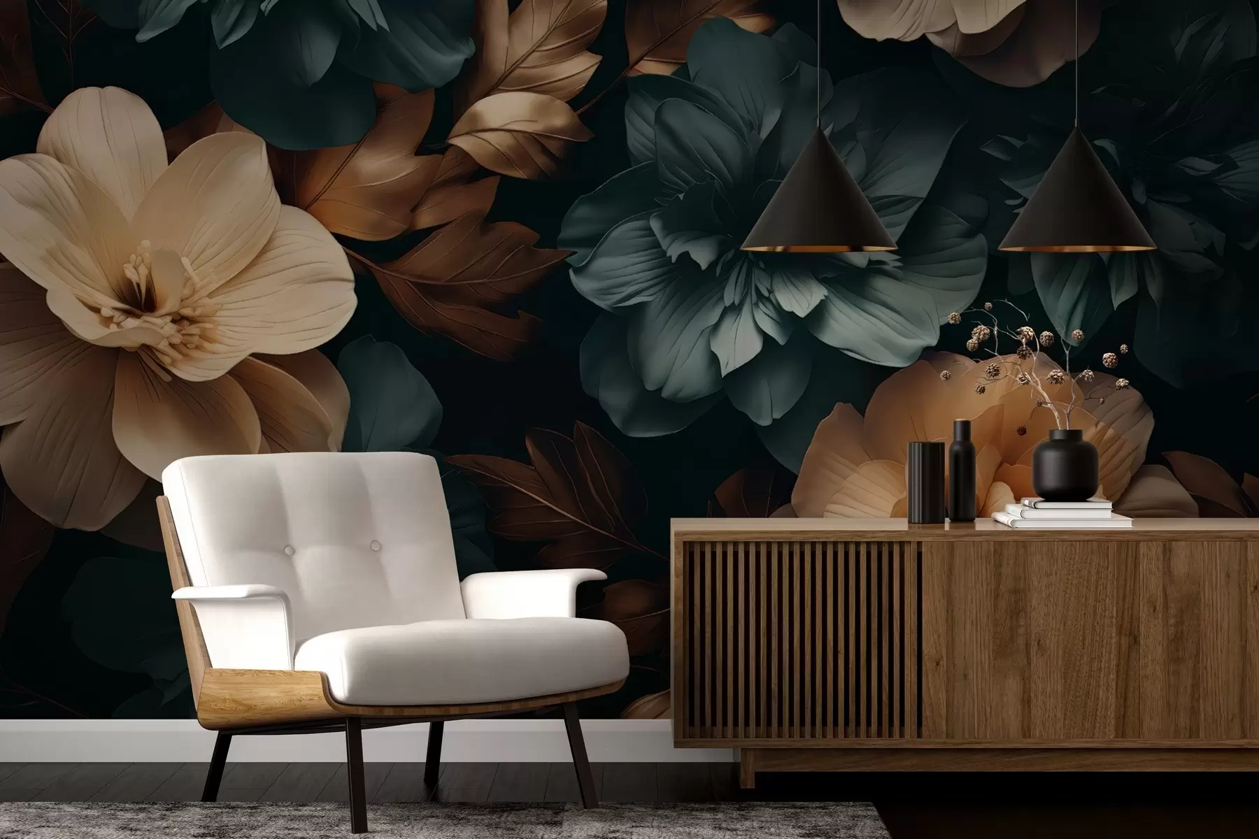 Papier peint photo Jardin sombre en fleurs w05007