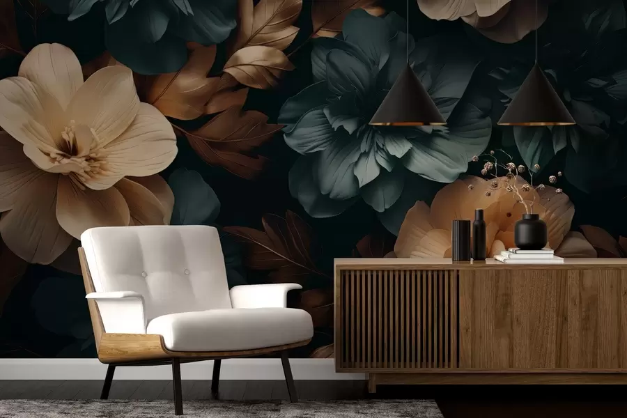 Papier peint photo Jardin sombre en fleurs w05007