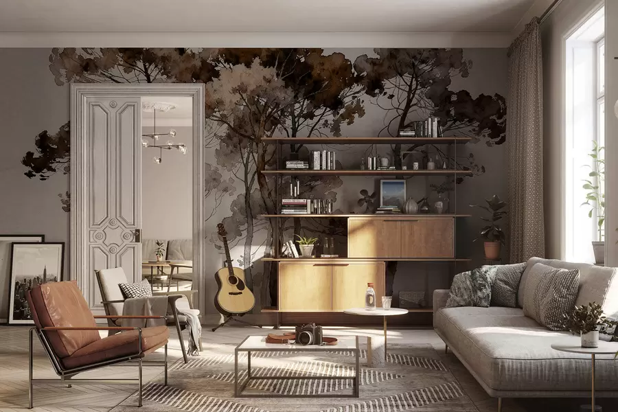 Papier peint photo Pins peints w05173v1