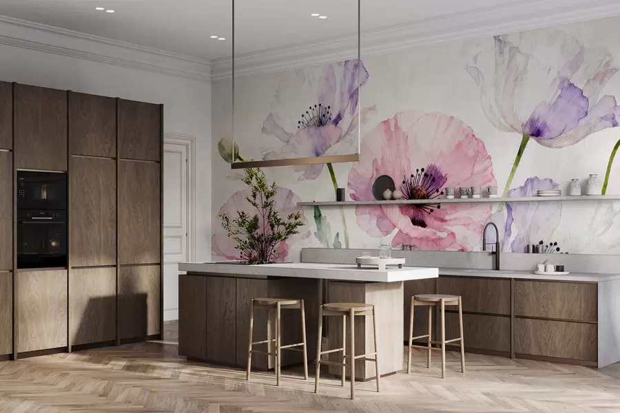 Papier peint photo Coquelicots en aquarelle w05174