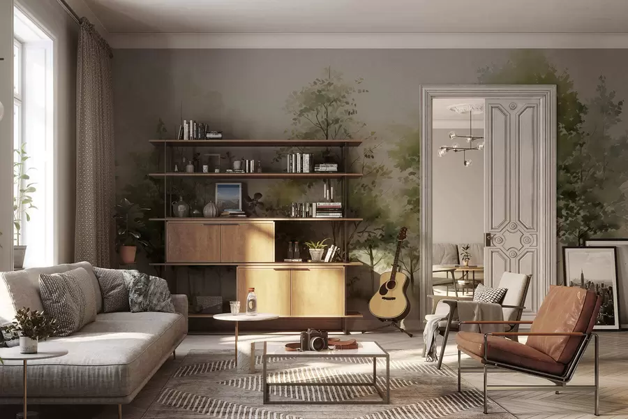 Fotobehang Aquarel loofbos w05180