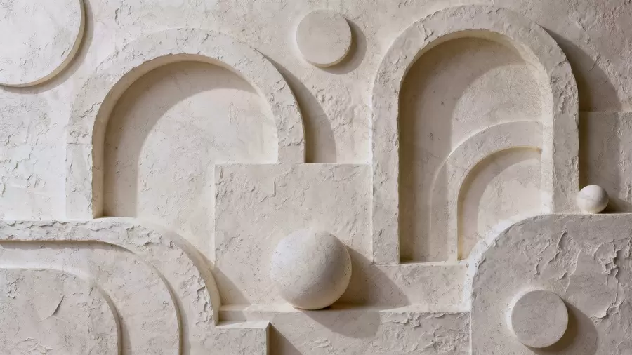 Fotobehang Volumetrische geometrie gemaakt van beton w05186