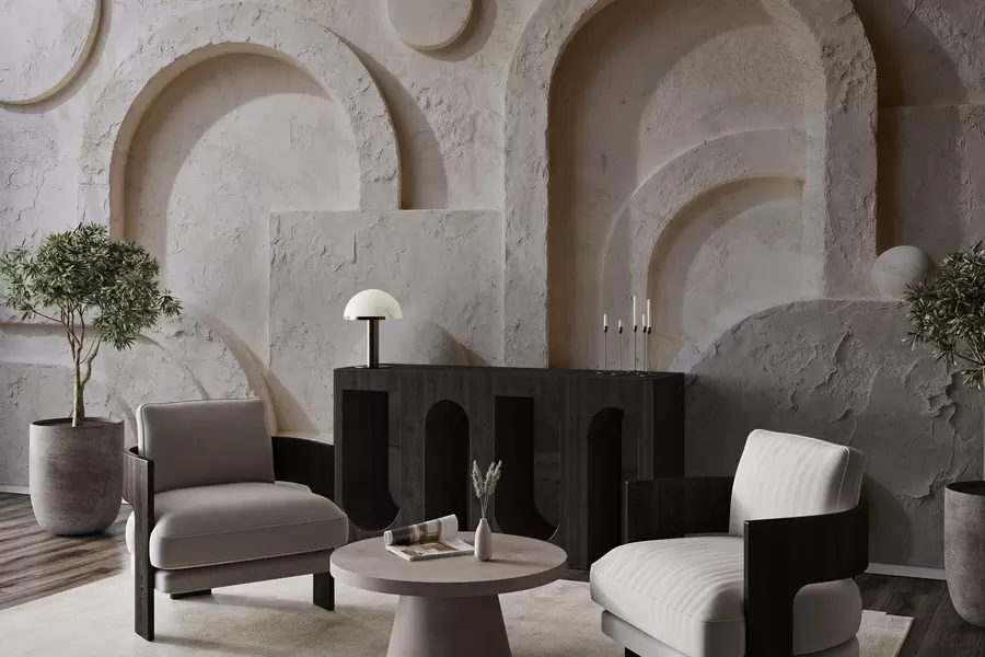 Papier peint photo Géométrie volumétrique en béton w05186