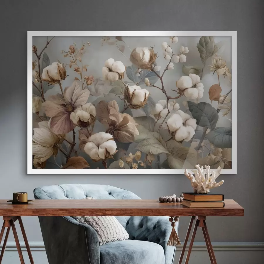 Fotobehang Verschillende soorten katoenbloemen en bloeiwijzen f47700