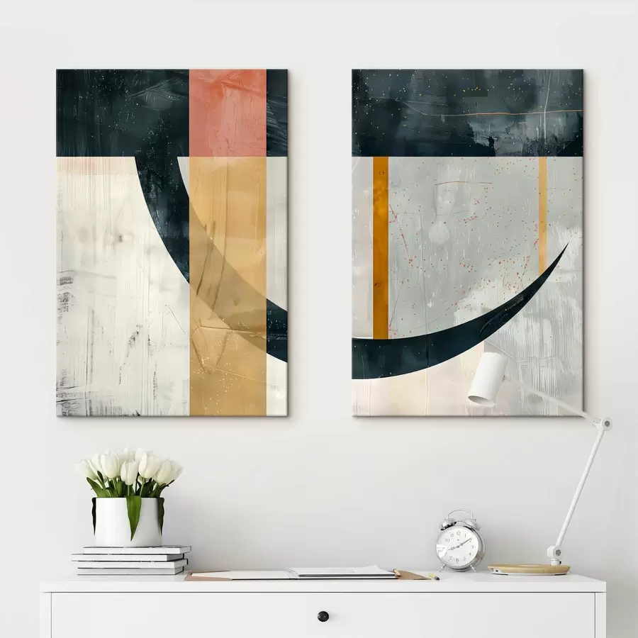  Peintures Formes géométriques sur fond vieilli m01285