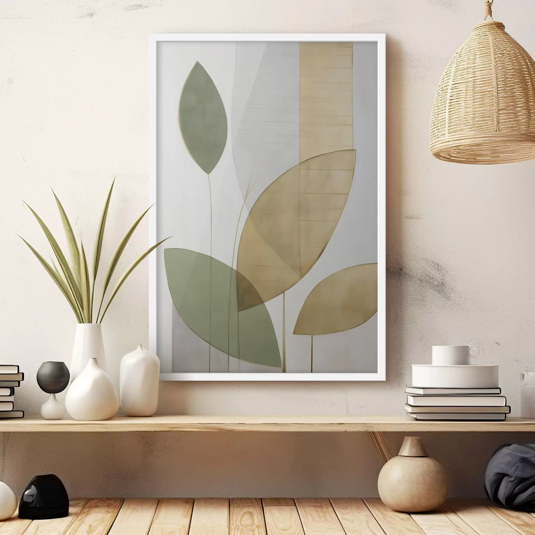 Fotobehang Abstractie met gebladerte f47714