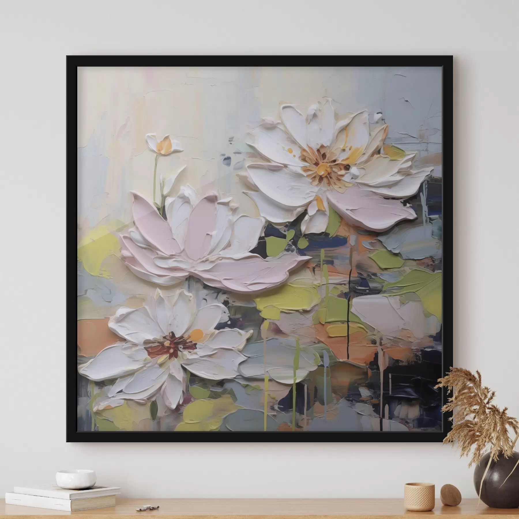 Fotobehang Abstracte lotusbloemen, imitatie schilderij f47721