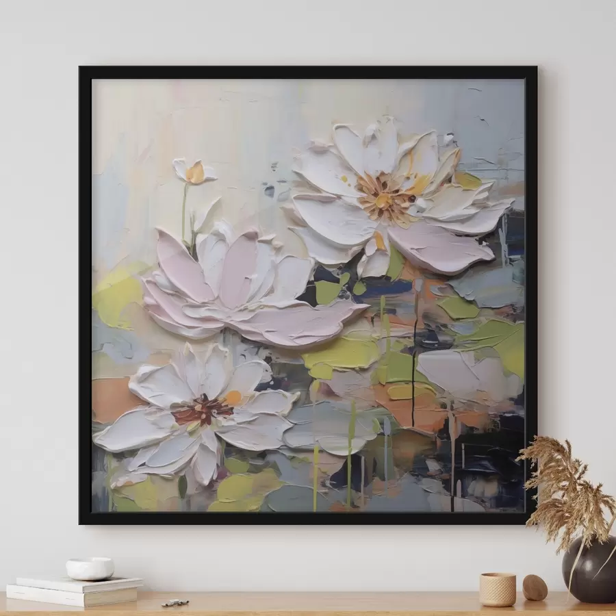 Fotobehang Abstracte lotusbloemen, imitatie schilderij f47721