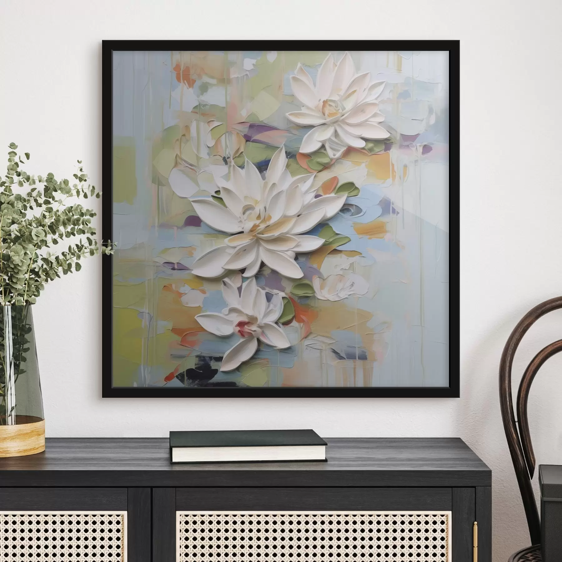 Fotobehang Abstracte lotusbloemen, imitatie schilderij f47722