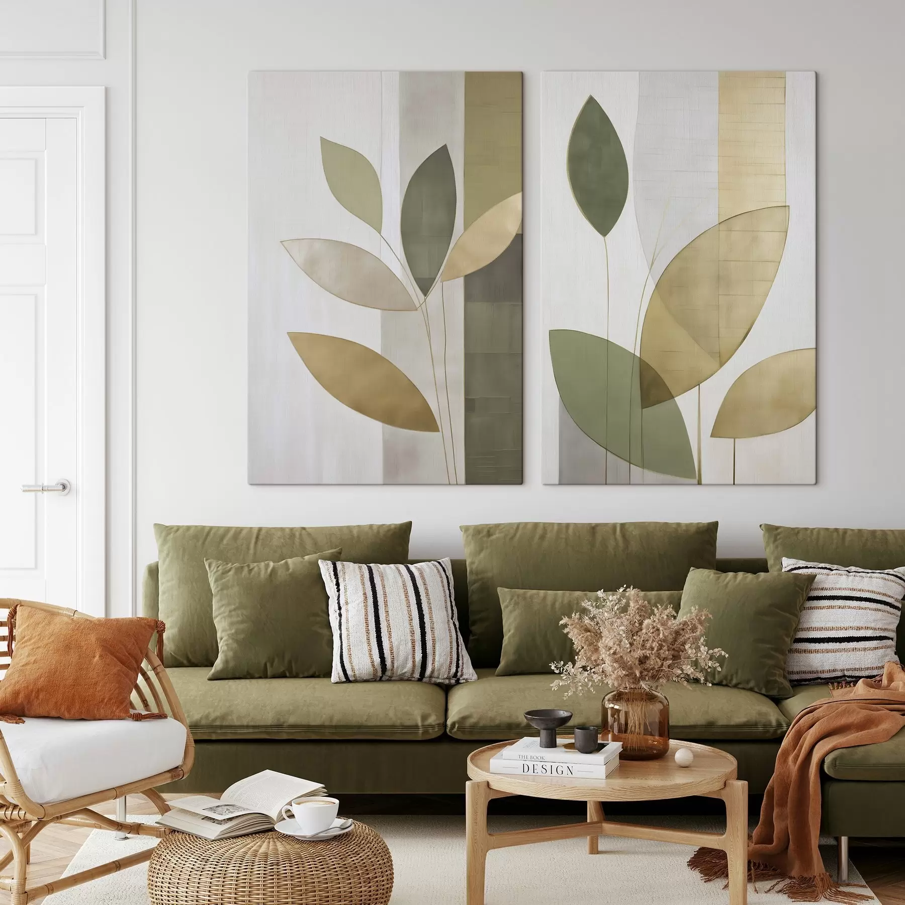  Peintures Abstraction avec des feuilles m01291