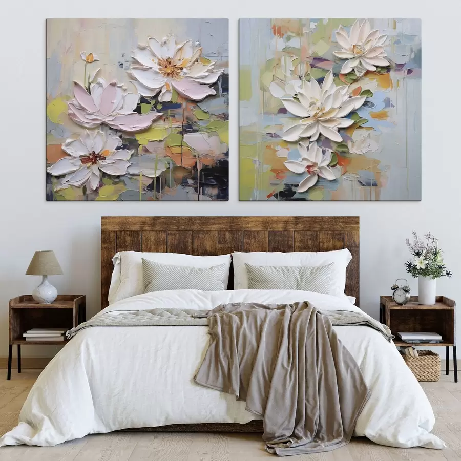  Peintures Fleurs de lotus abstraites, peinture imitation m01295