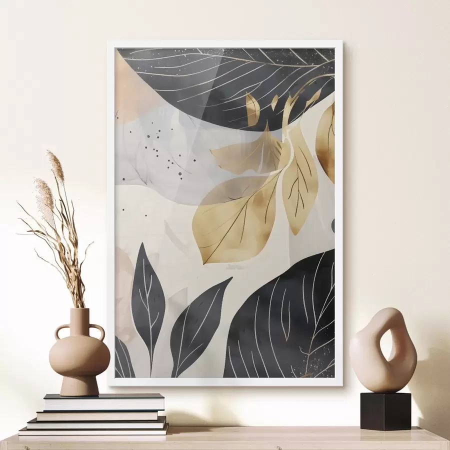 Fotobehang Abstracte takken en bladeren f47744