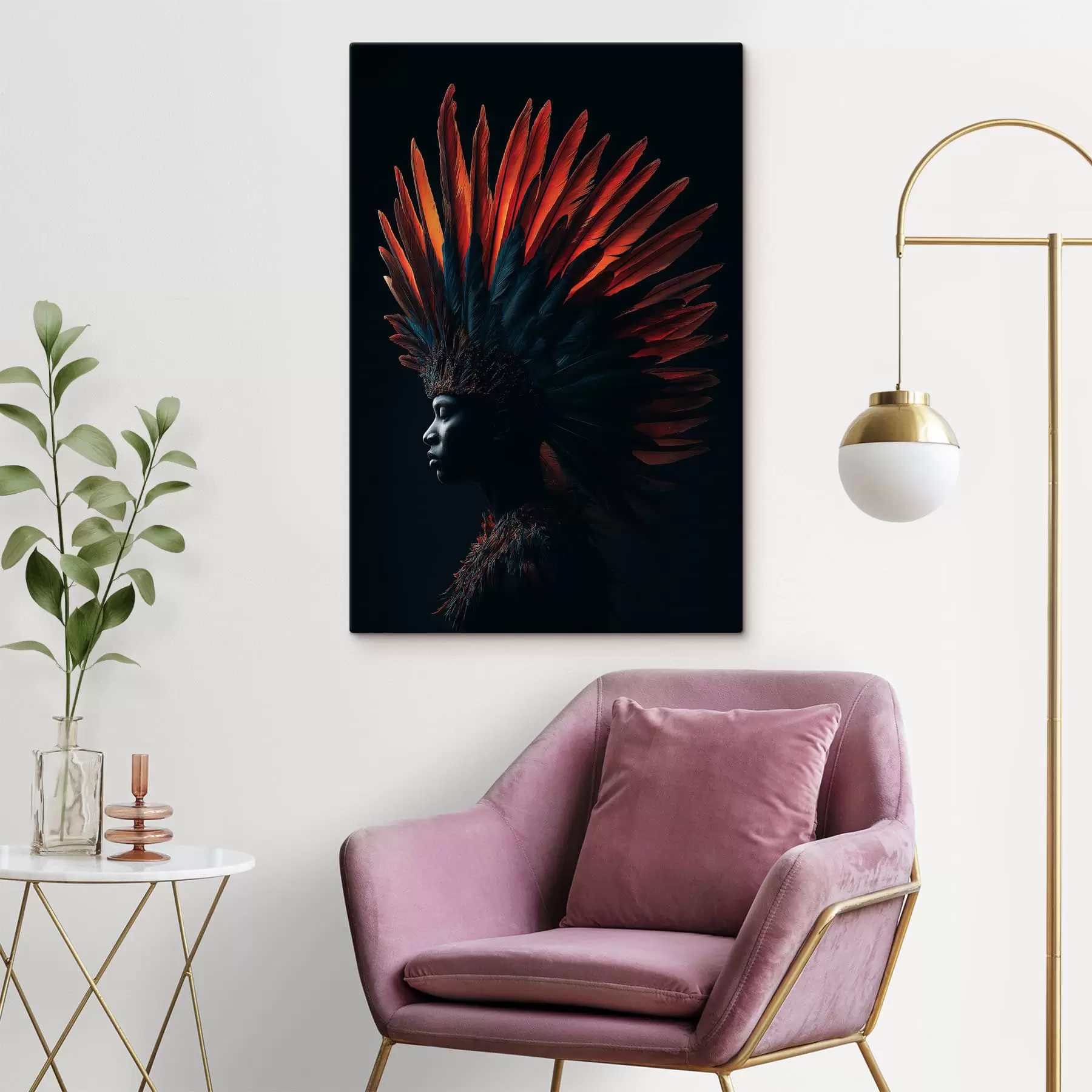  Peintures Portrait avec des plumes s47736