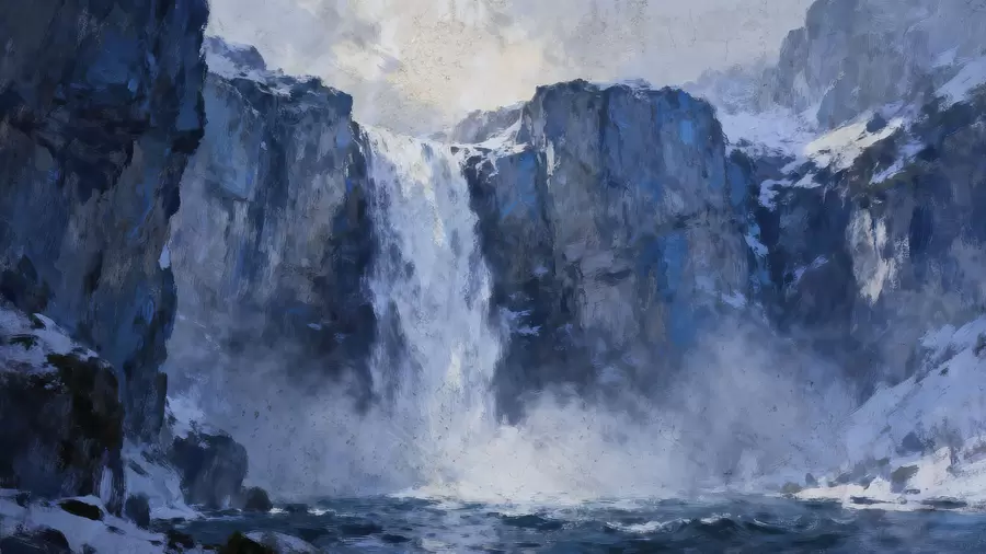 Papier peint photo Cascade peinte dans le style grunge w05177