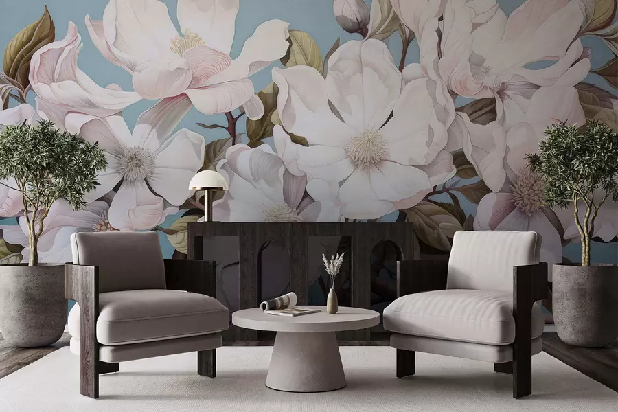 Papier peint photo Des fleurs luxuriantes sur une branche d'arbre w05178