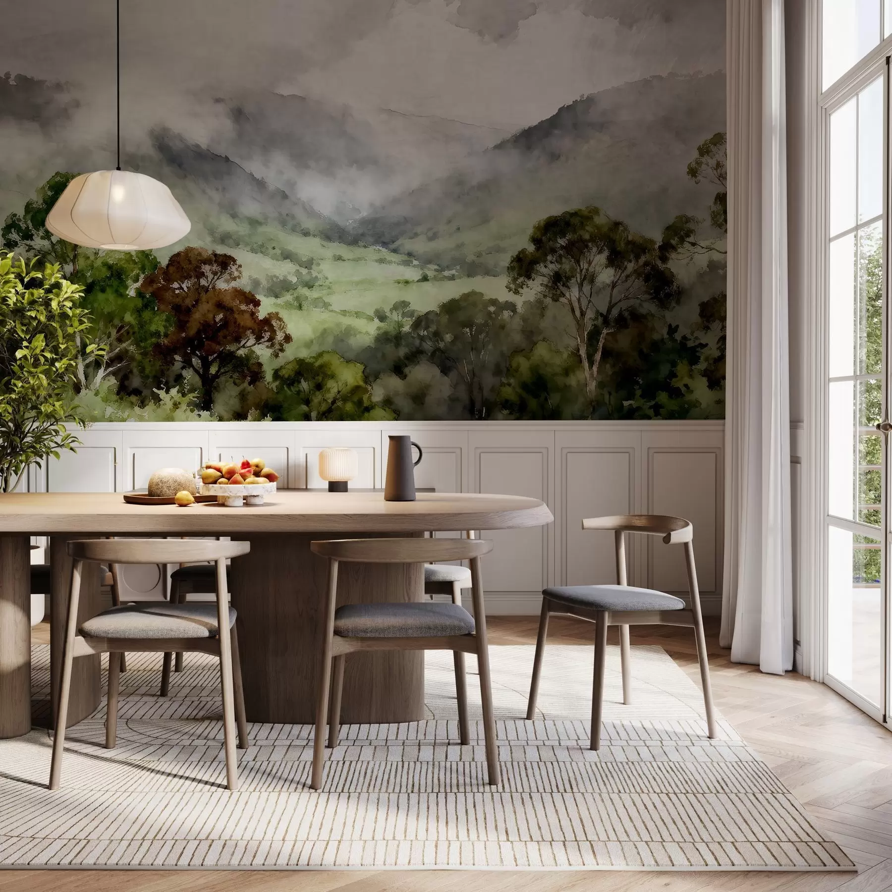 Papier peint photo Paysage peint dans le brouillard w05185