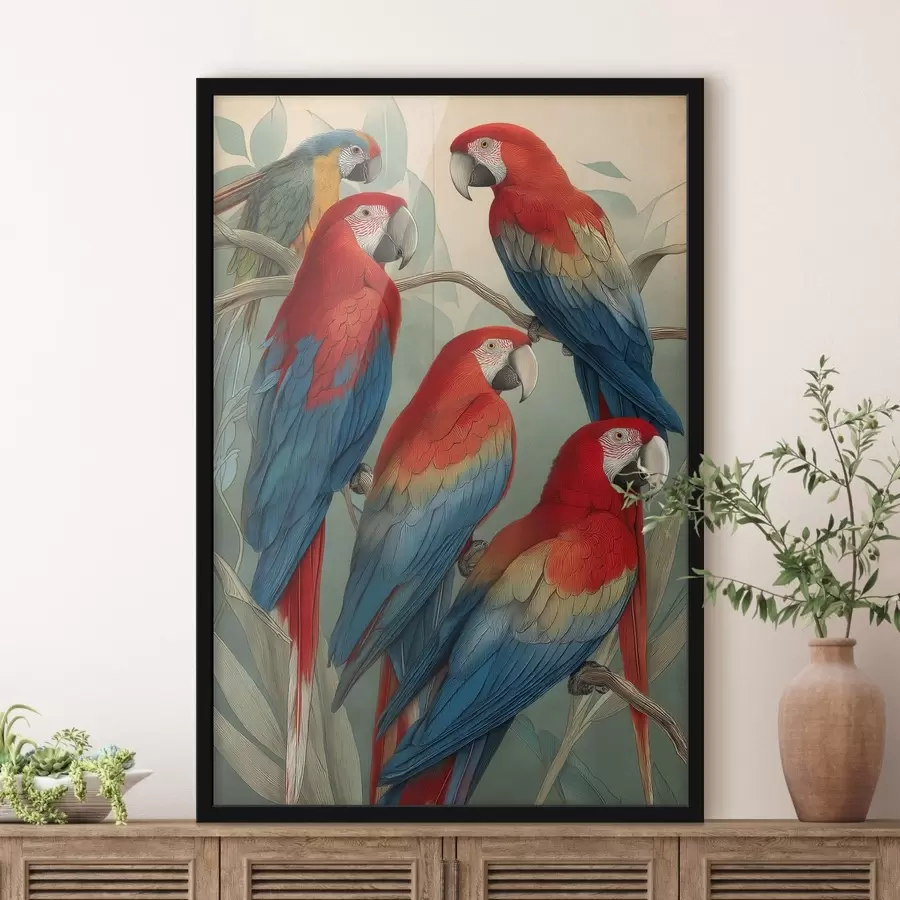 Papier peint photo Perroquets vintage f47729