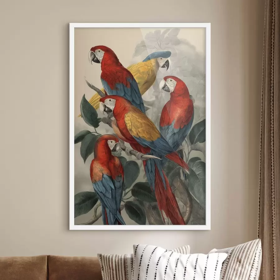 Papier peint photo Perroquets vintage f47730