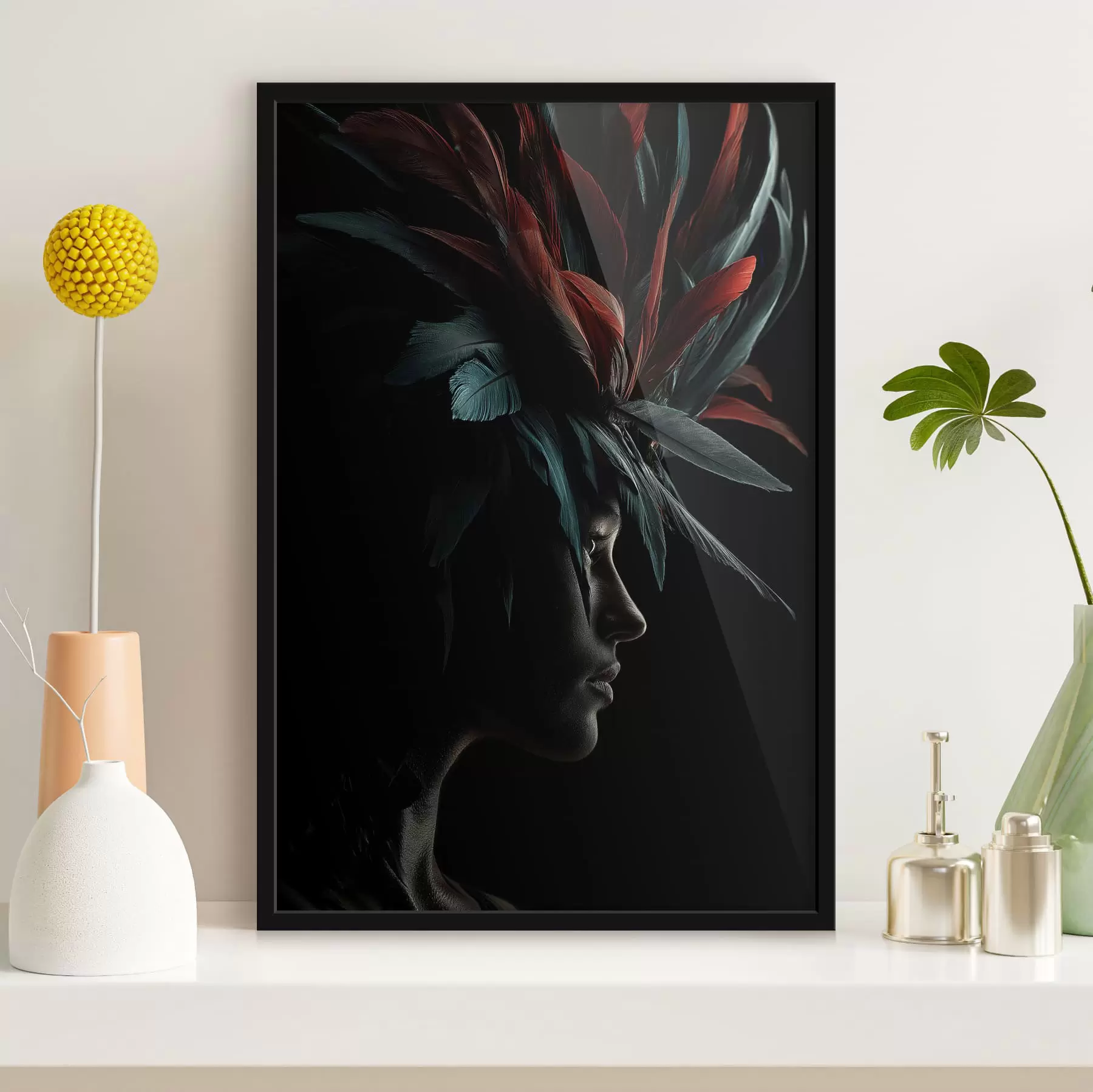 Papier peint photo Portrait avec des plumes f47735