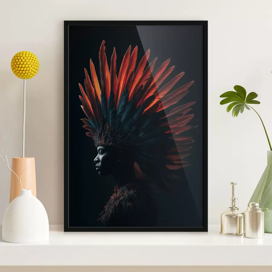 Papier peint photo Portrait avec des plumes f47736