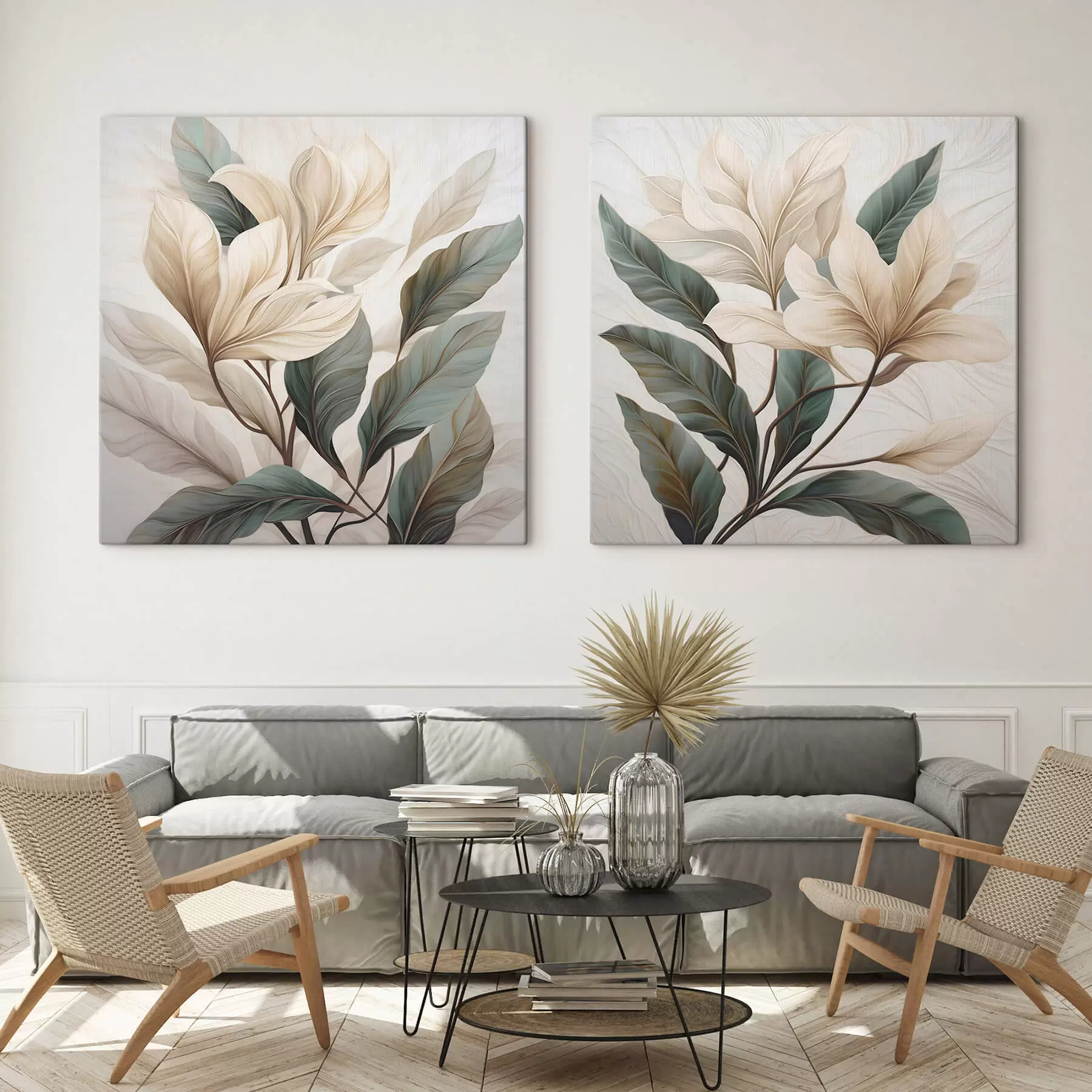  Schilderijen Bloemen met bladeren m01271