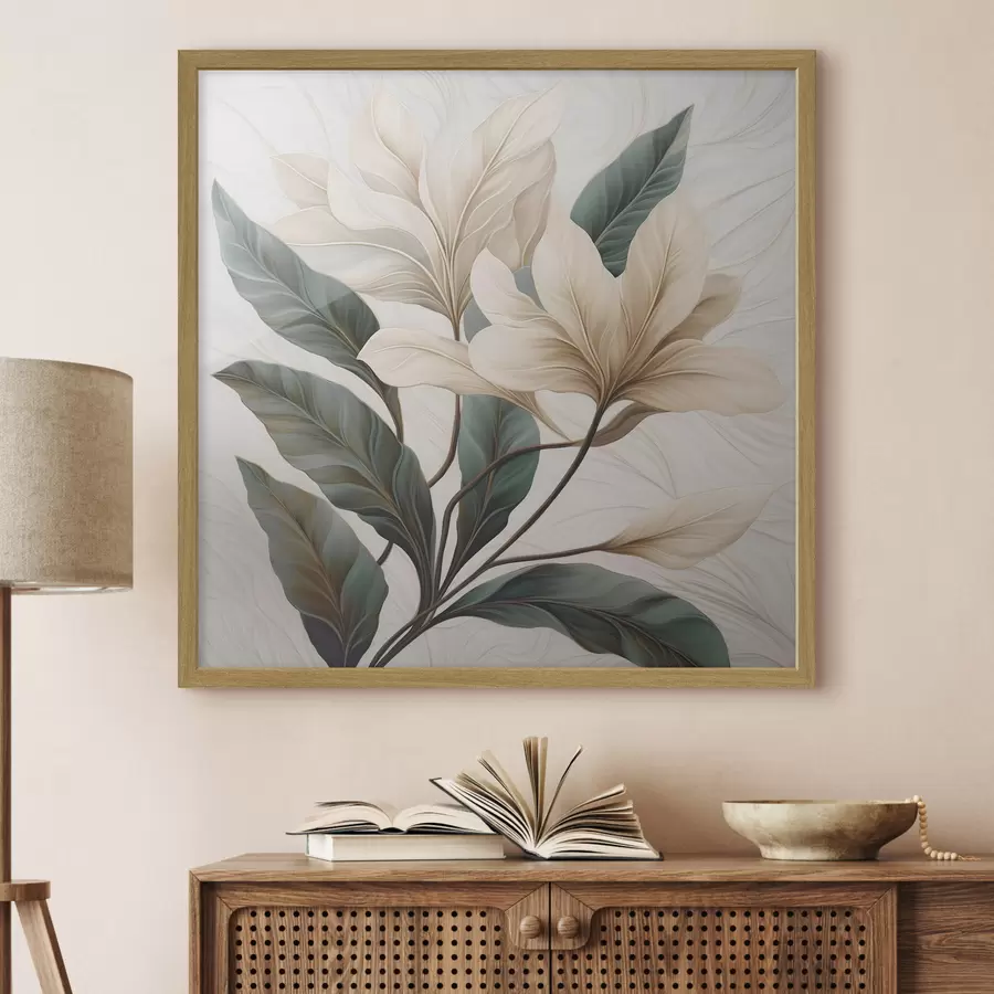 Papier peint photo Fleurs avec feuilles f47669