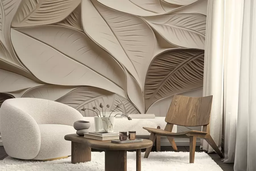 Papier peint photo Feuilles abstraites avec nervures w05209