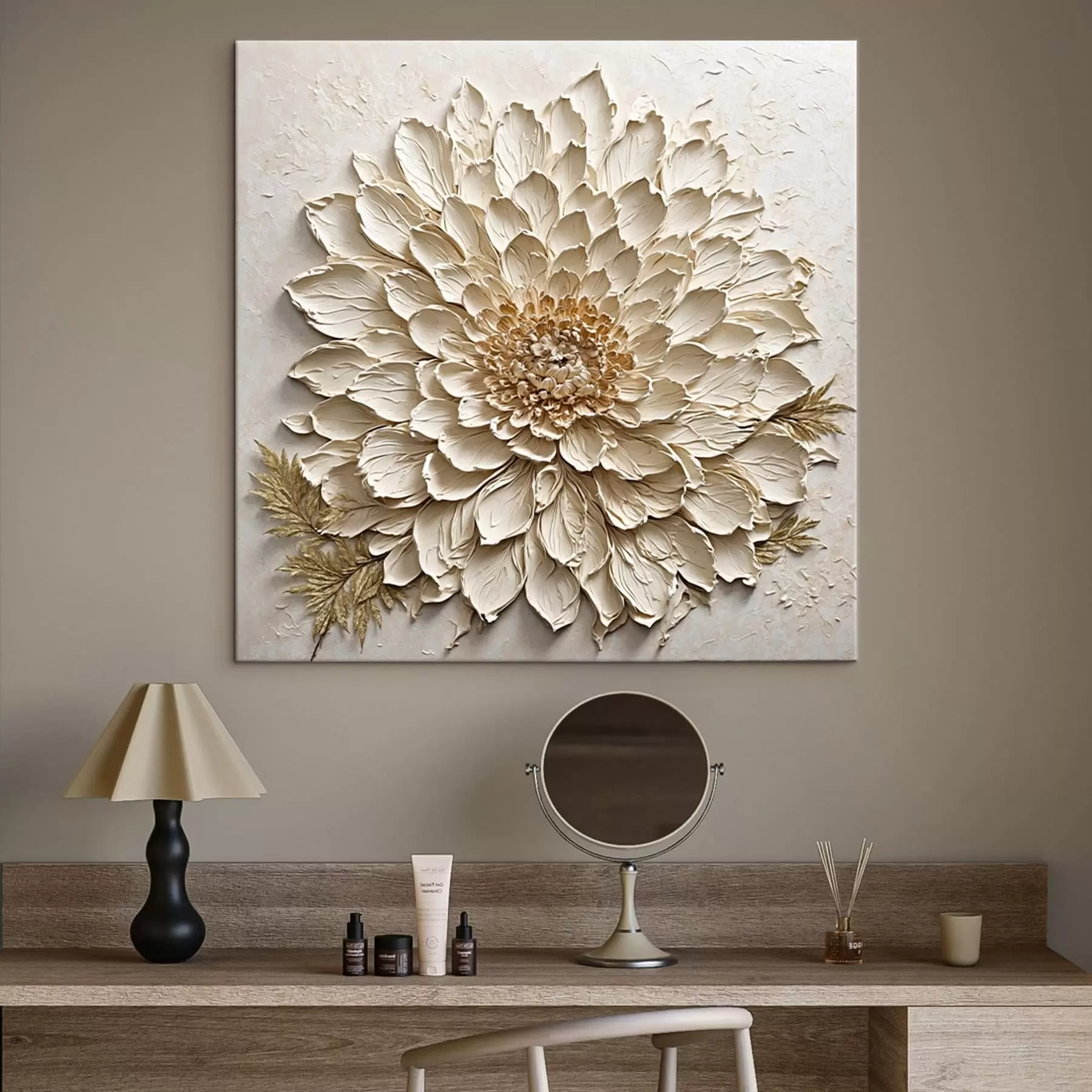 Fotobehang Getextureerde bloem in crèmekleuren s47259