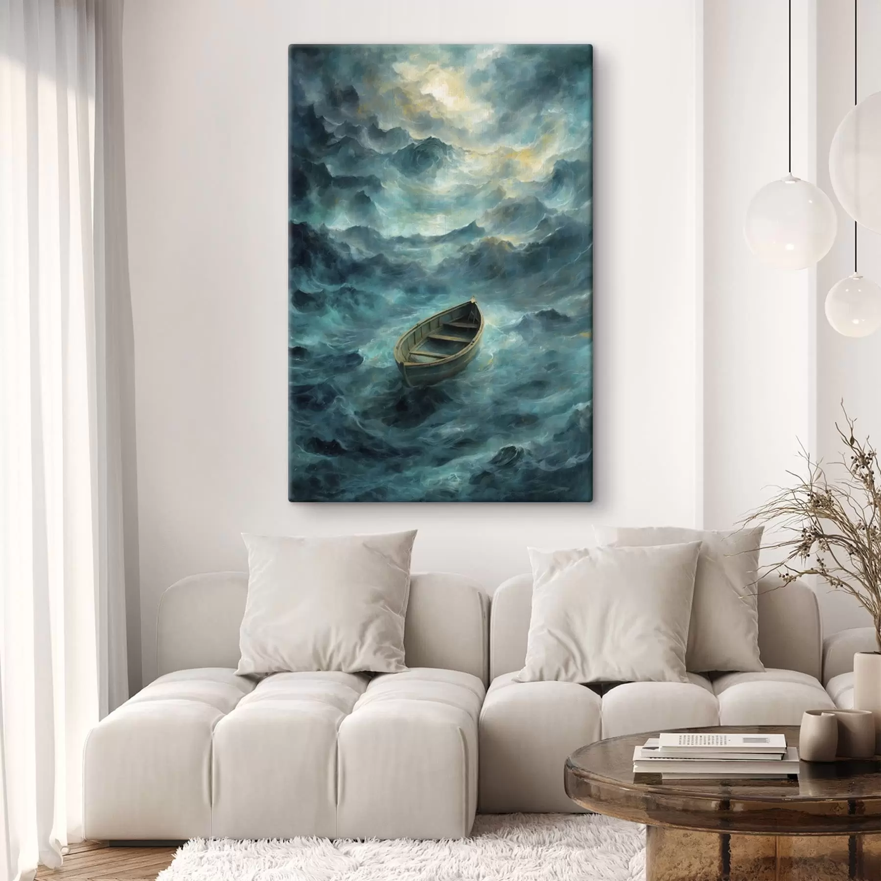  Peintures Bateau sur les vagues d'une mer agitée s47272