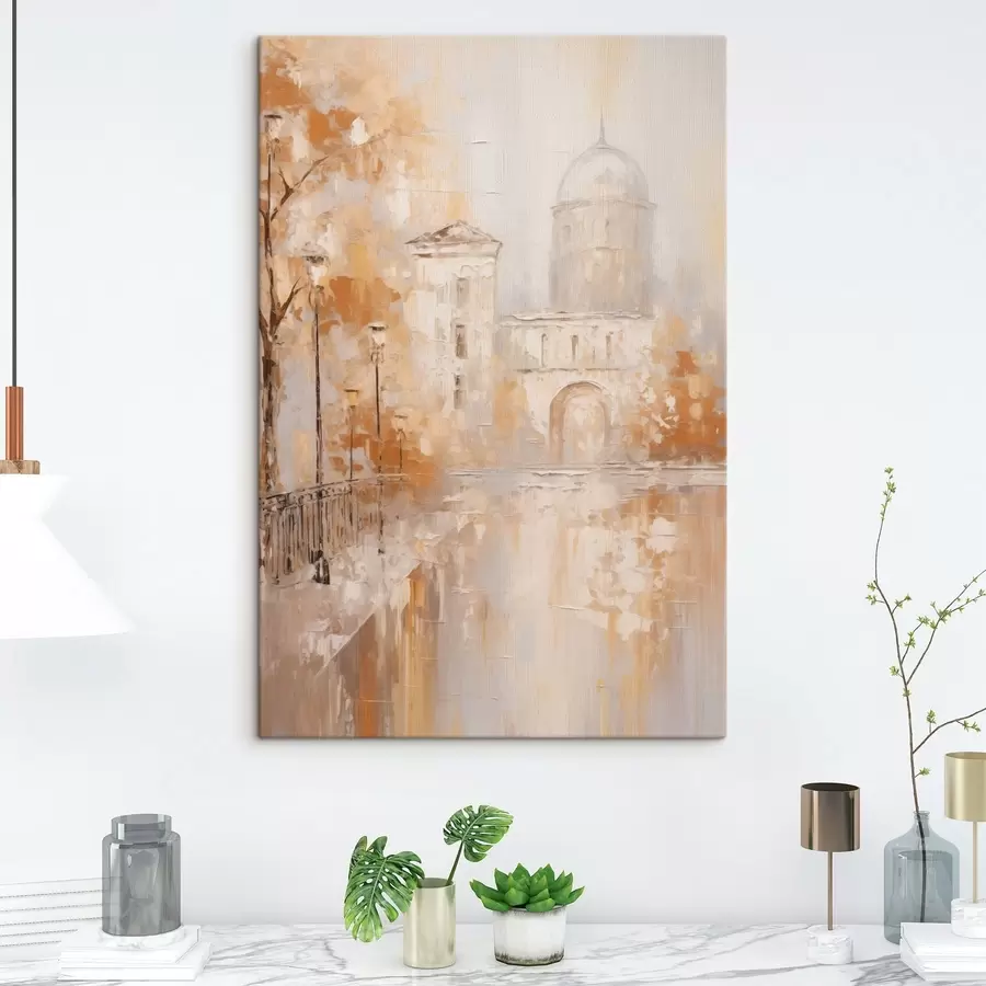  Peintures Scène urbaine avec une arche aux teintes chaudes s47303