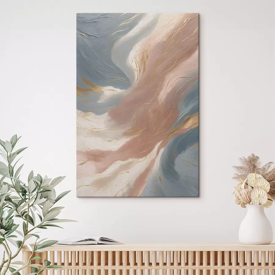  Peintures Vagues abstraites dans des tons doux de bleu et de rose s47753