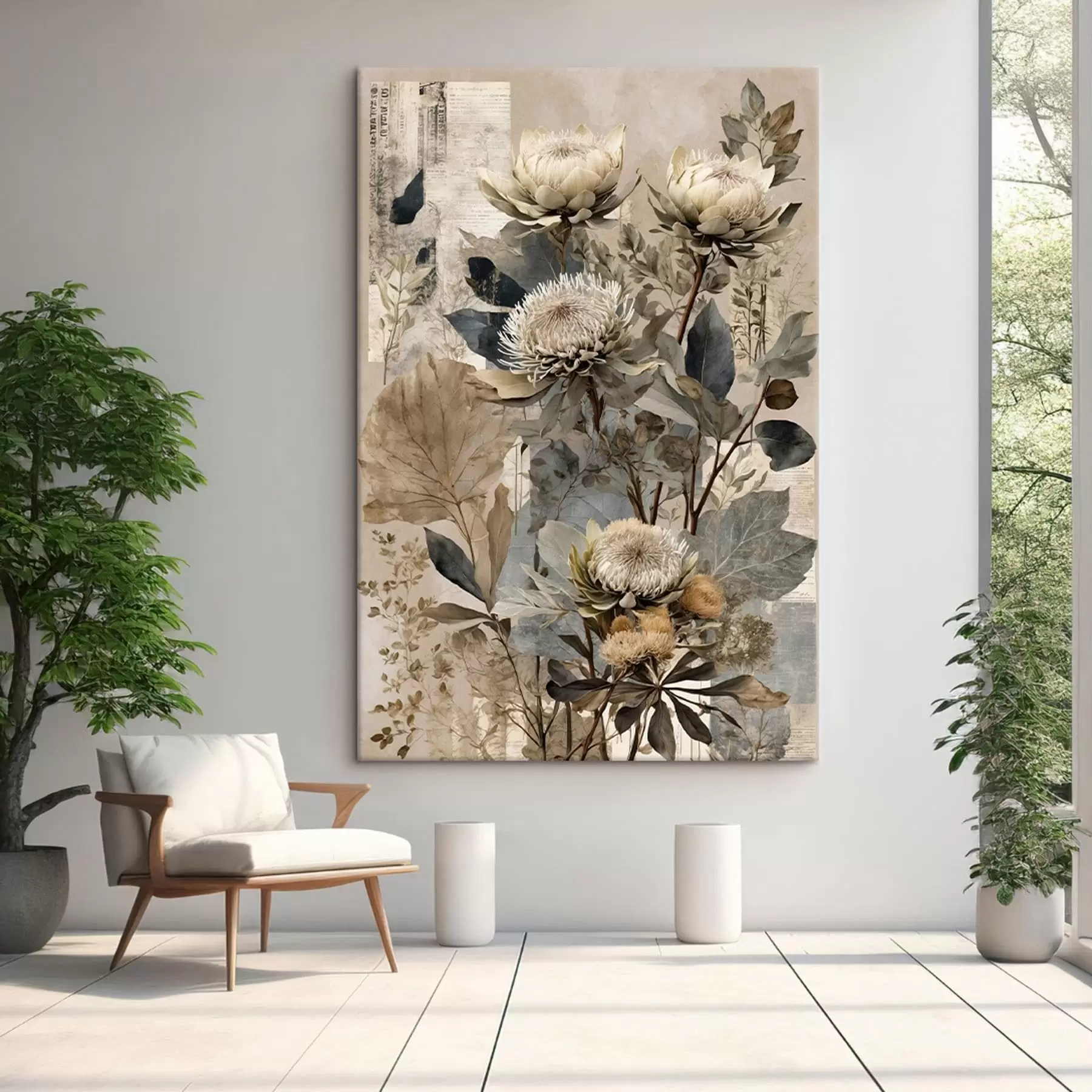  Schilderijen Botanische compositie in gedempt kleurenpalet s47755