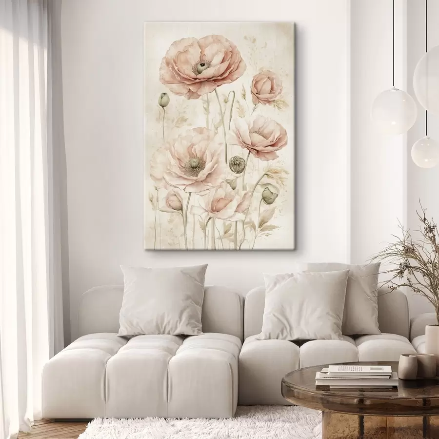  Peintures Fleurs délicates dans des tons rose pâle s47756