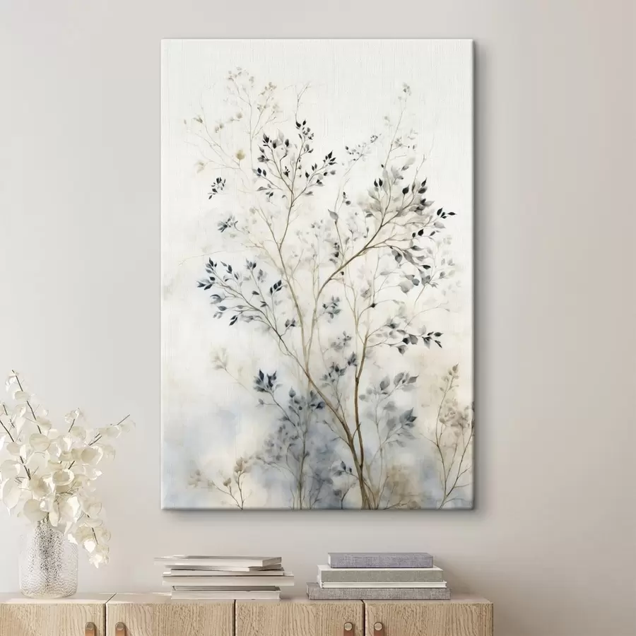  Peintures Branches délicates avec de petites feuilles sur fond clair s47763