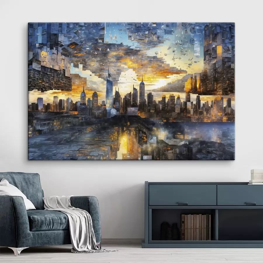  Peintures Paysage urbain fantastique avec un ciel fragmenté s47768